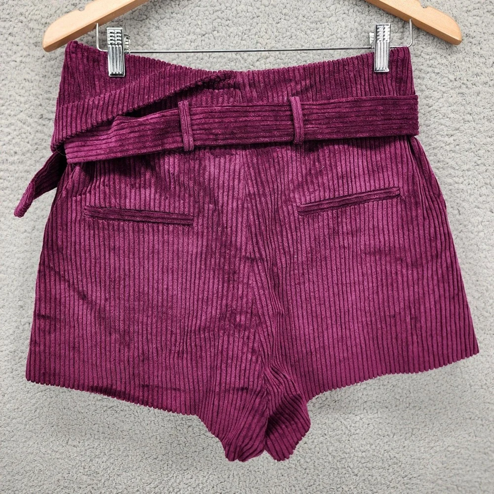 IRO Simply Purple Corduroy High Waist Belted Shorts NWT Size 38 France